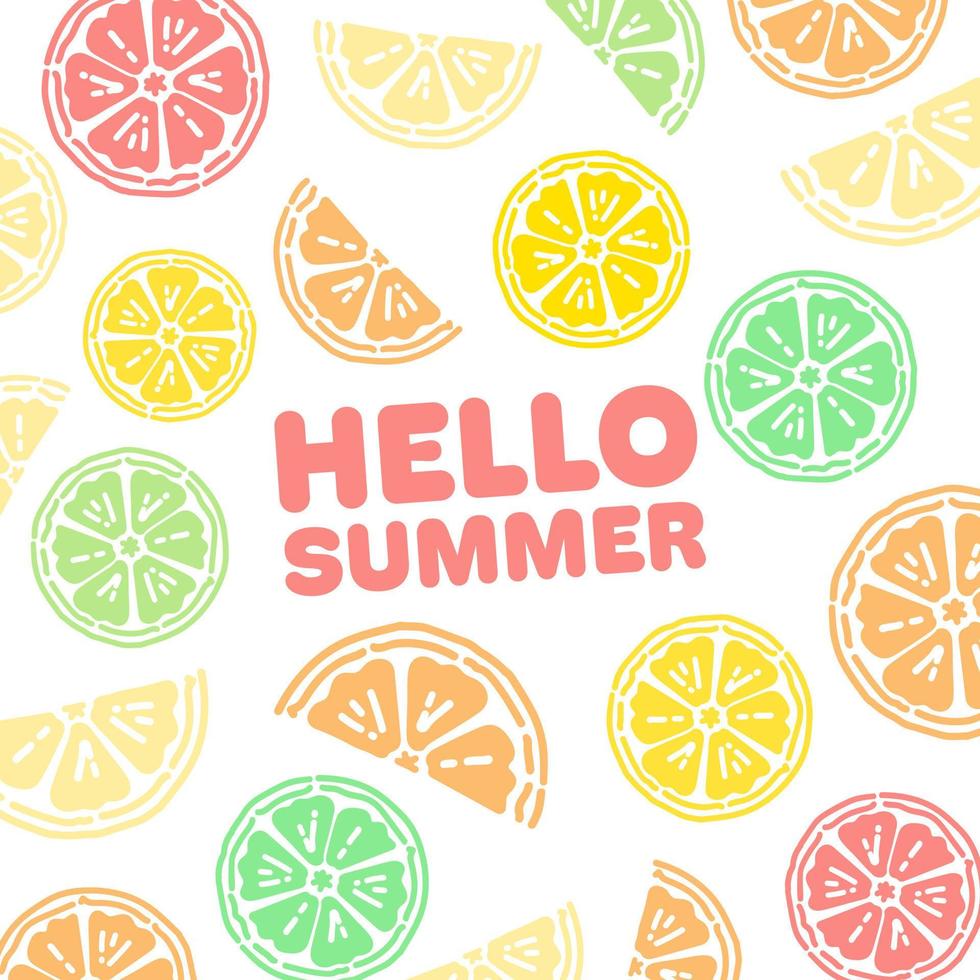 Hello Summer Multi Color Citrus Background , Square Template. Lemon