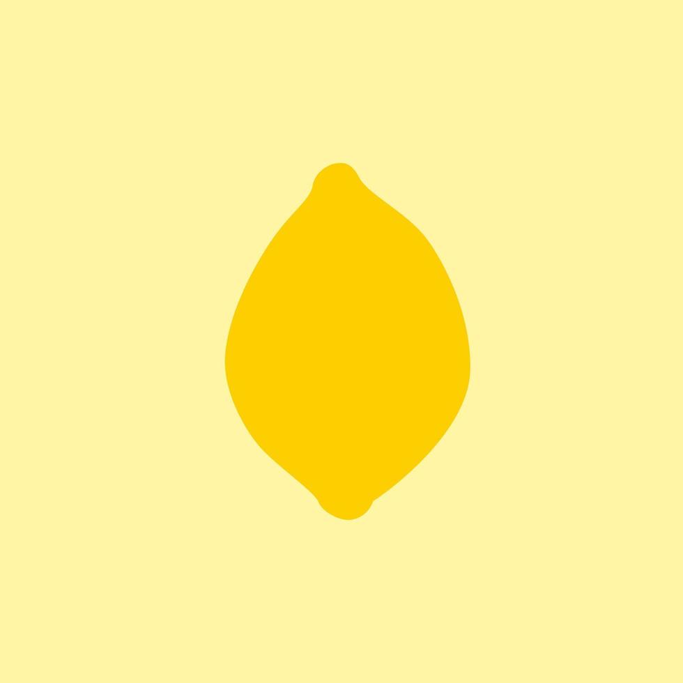 Cartoon Lemon Fruit Contour Isolated on Yellow Background, Simple Drawing. Fresh Lemon Silhouette in Flat Design Style. Outline Summer Fruit Icon. vector