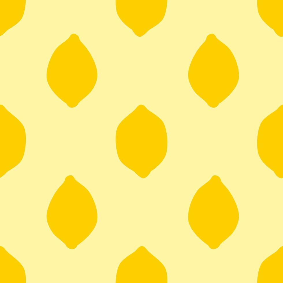 Yellow Lemon Seamless Pattern, in Flat Design Style. Hand Drawn Lemon Fruits on Bright Yellow Background, Simple Repeating Design. Summer Illustration vector