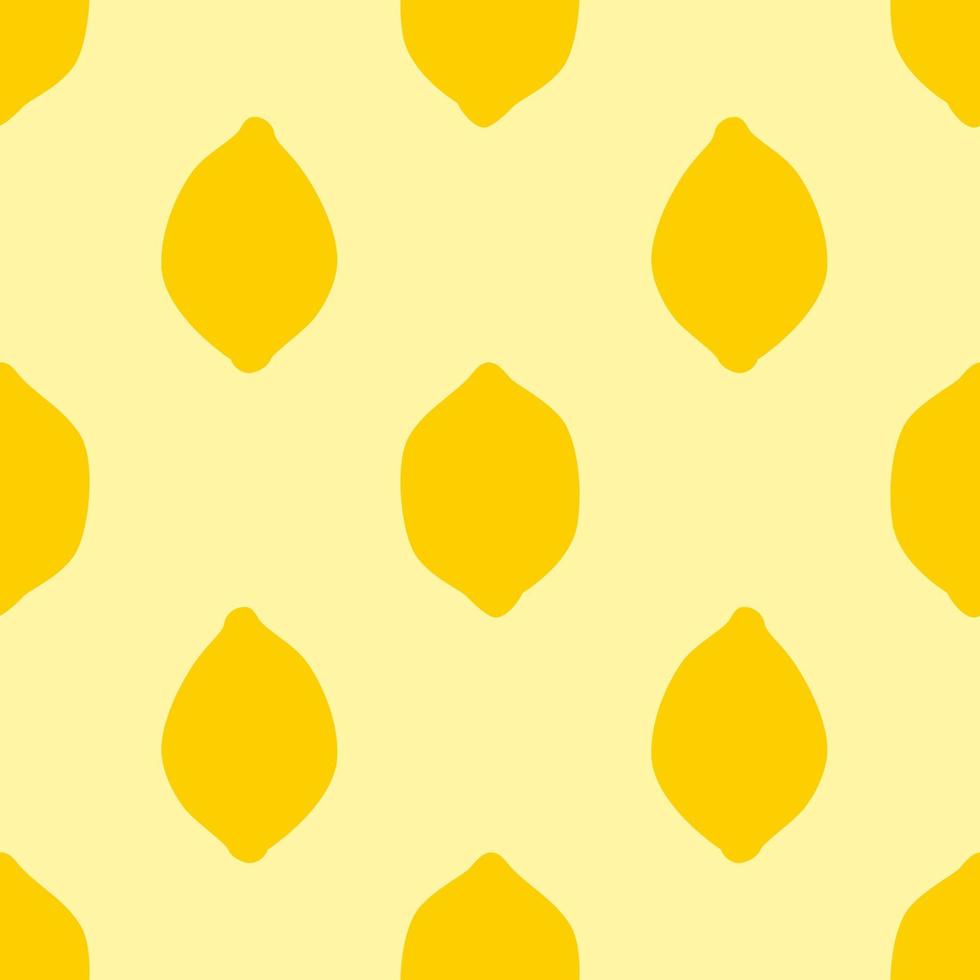 Yellow Lemon Seamless Pattern, in Flat Design Style. Hand Drawn Lemon Fruits on Bright Yellow Background, Simple Repeating Design. Summer Illustration vector