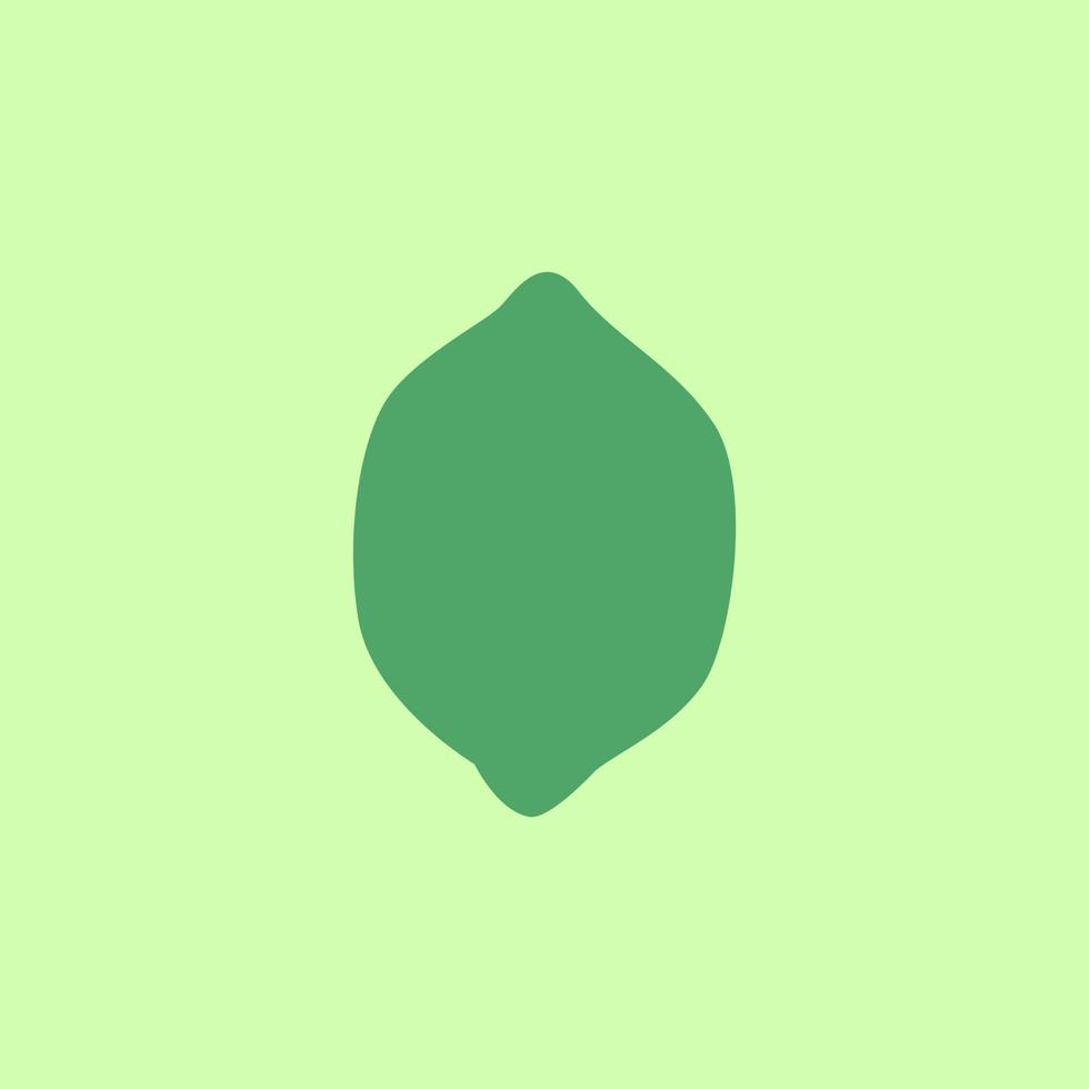contorno de fruta de lima de dibujos animados aislado sobre fondo verde, dibujo simple. silueta de lima fresca en estilo de diseño plano. delinear el icono de la fruta de verano. vector