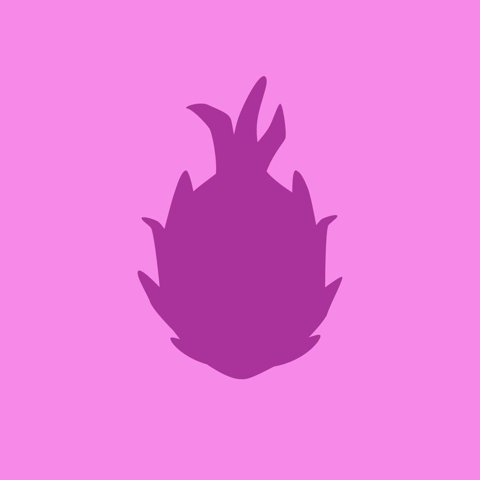 Cartoon Dragon Fruit Isolated on Purple Background, Simple Drawing. Fresh Tropical Pitaya Silhouette in Flat Design Style. Summer Fruit Contour Icon. vector