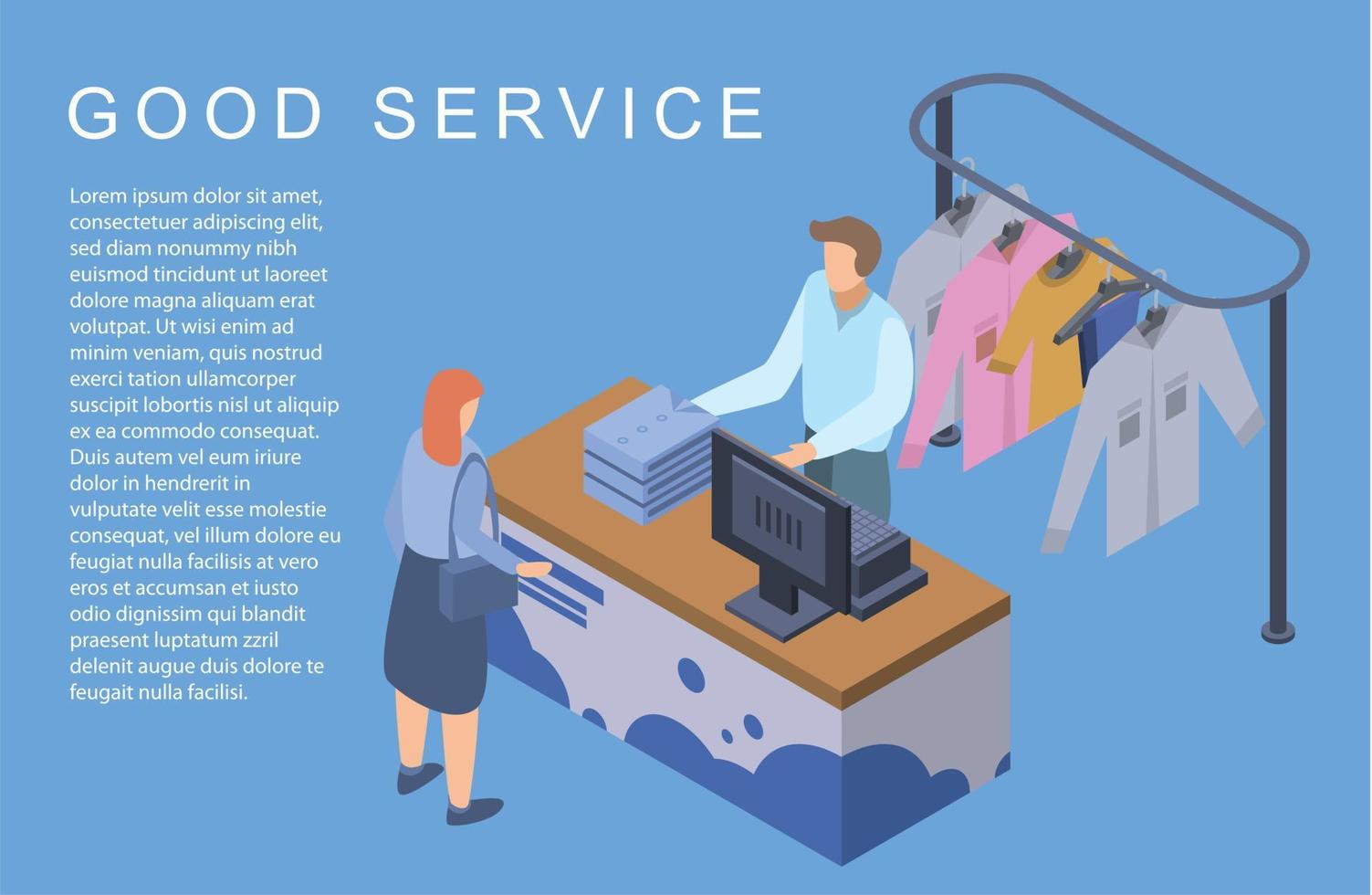 Good laundry service concept background, isometric style vector