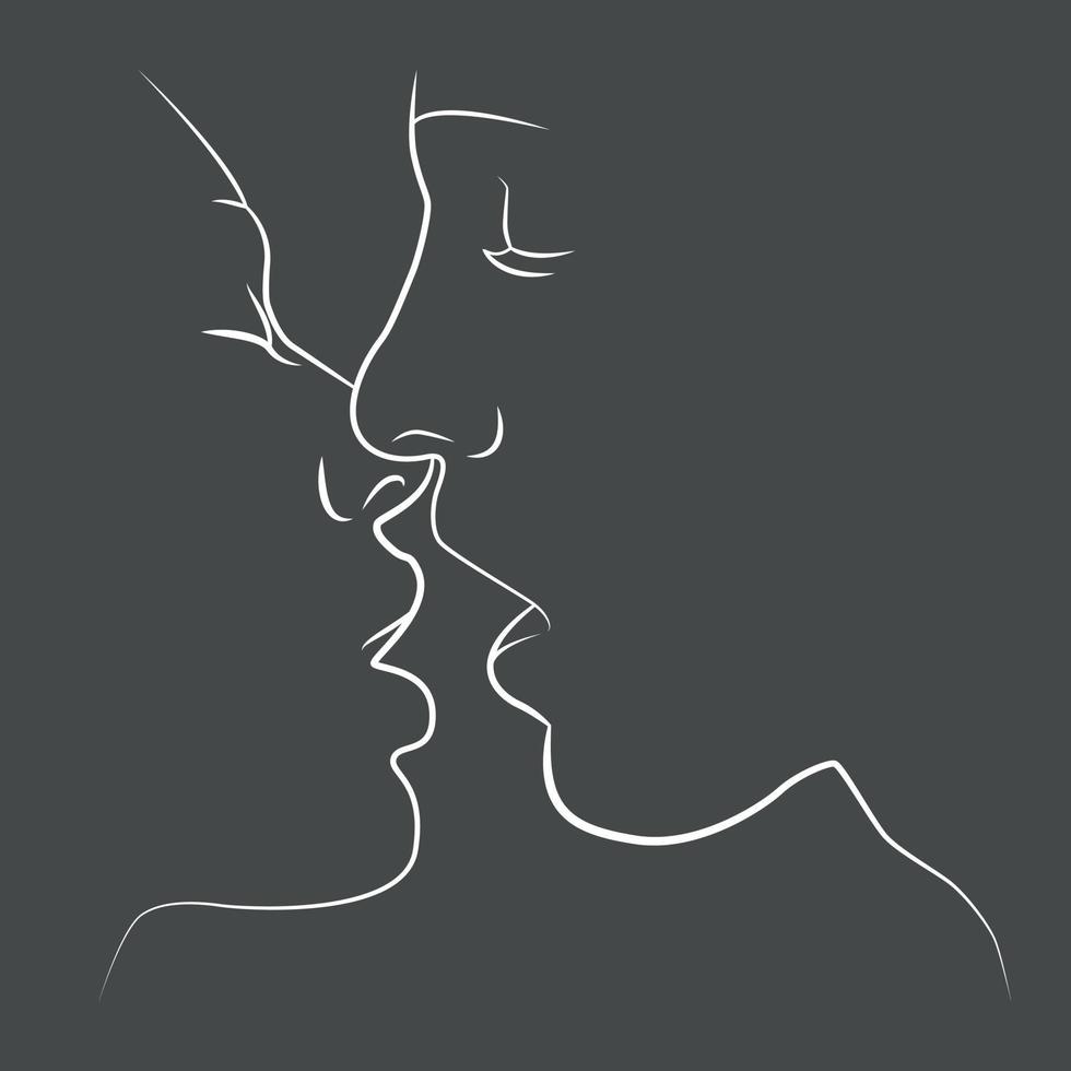 Abstract faces of a couple in love. vector