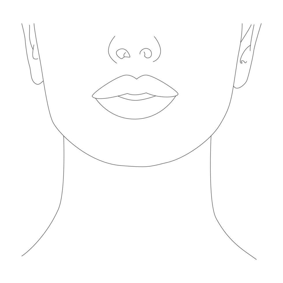 Abstract female face in one line. vector