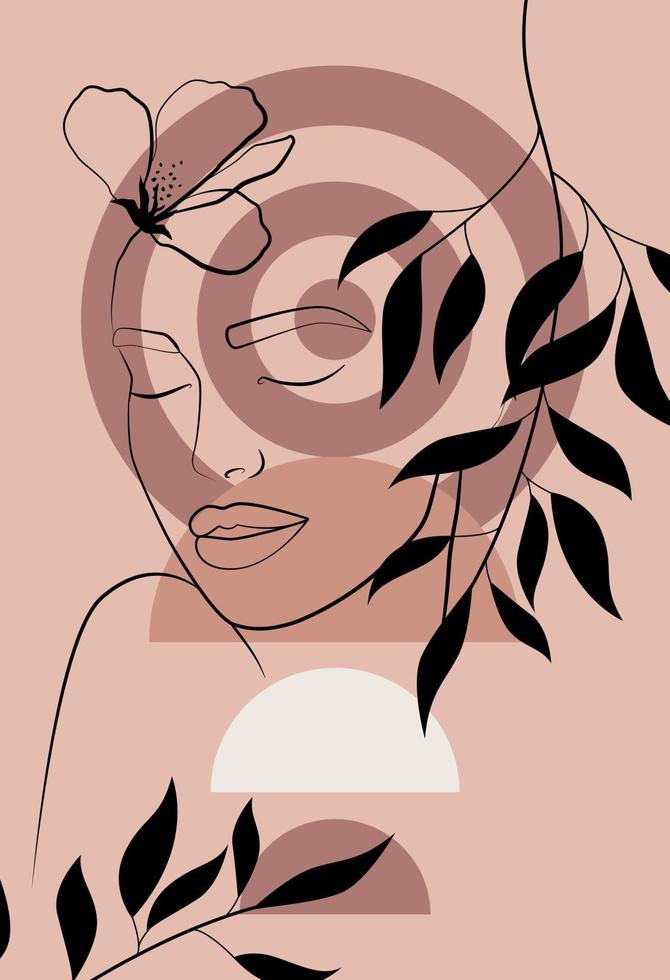 Linear woman portrait vector