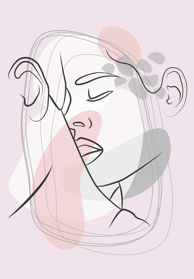 Linear abstract face. Abstract art vector