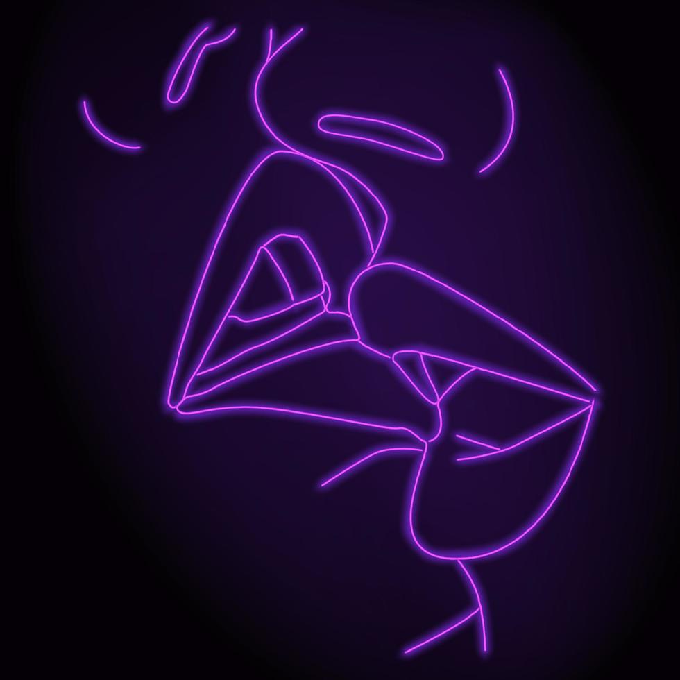 Linear neon abstract face. Abstract art vector