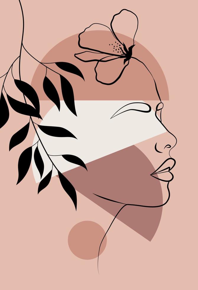 Linear woman portrait vector