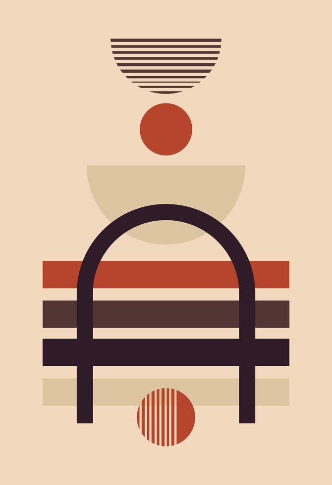 Afiche moderno abstracto de mediados de siglo con formas geométricas. vector