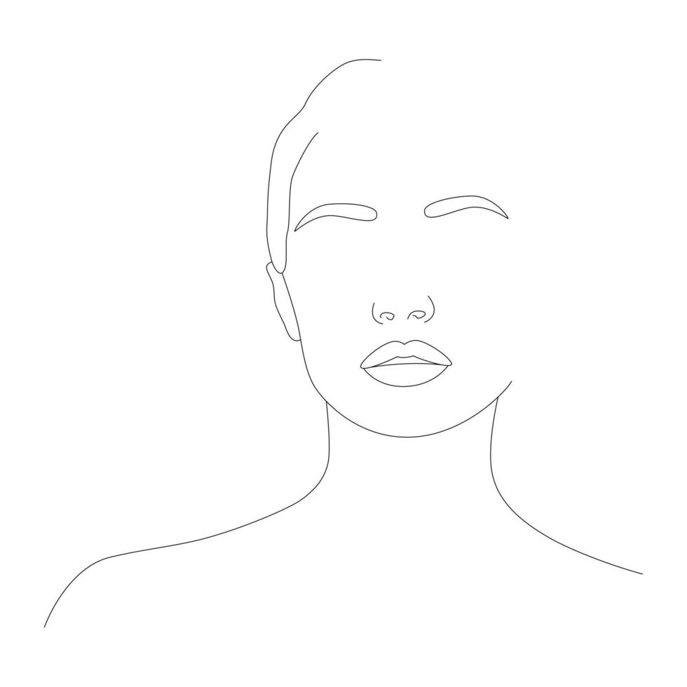 Abstract female face in one line. vector