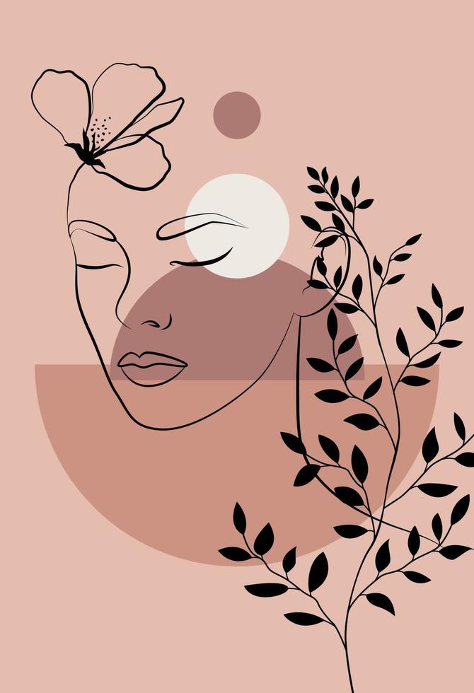 Linear woman portrait vector