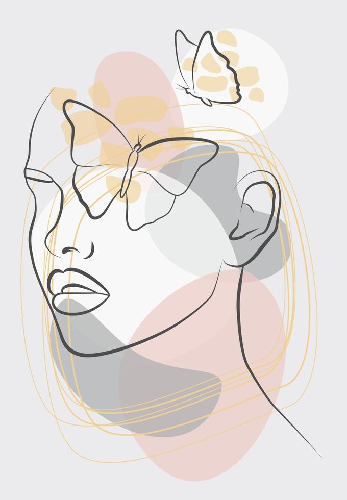 Linear woman portrait vector