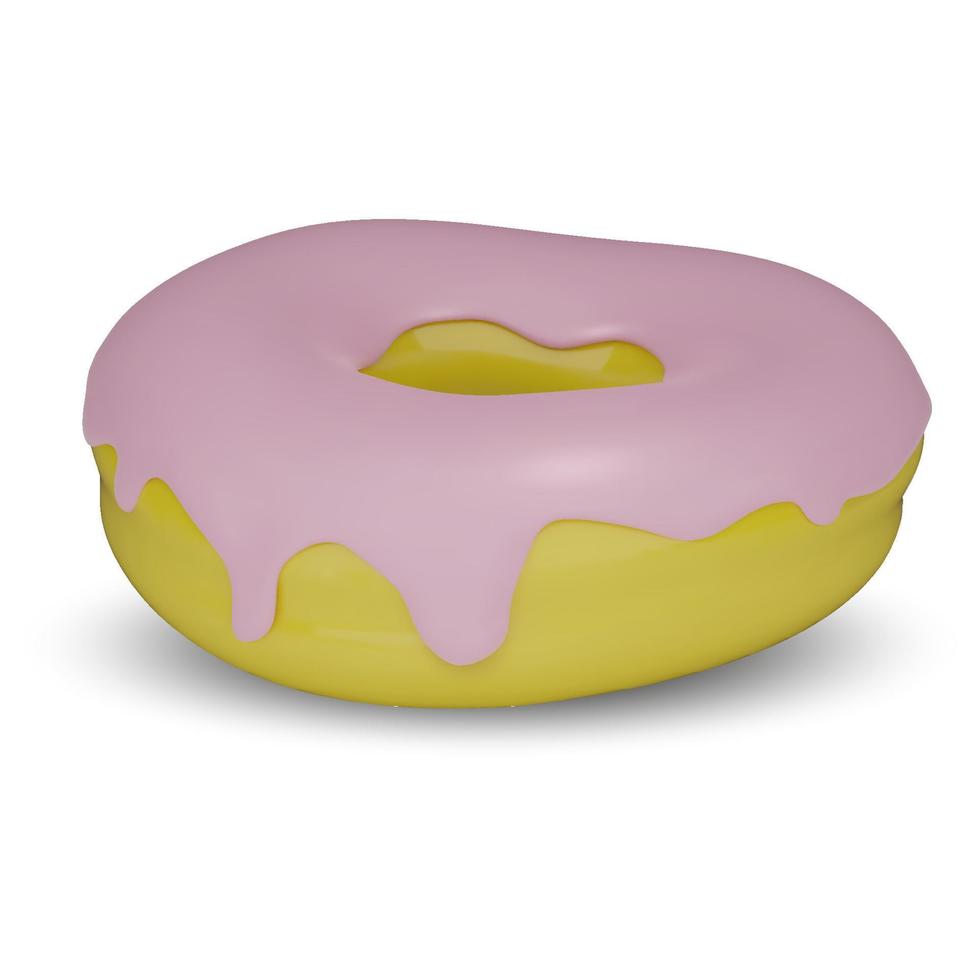 Donut in pink glaze on a white background. vector
