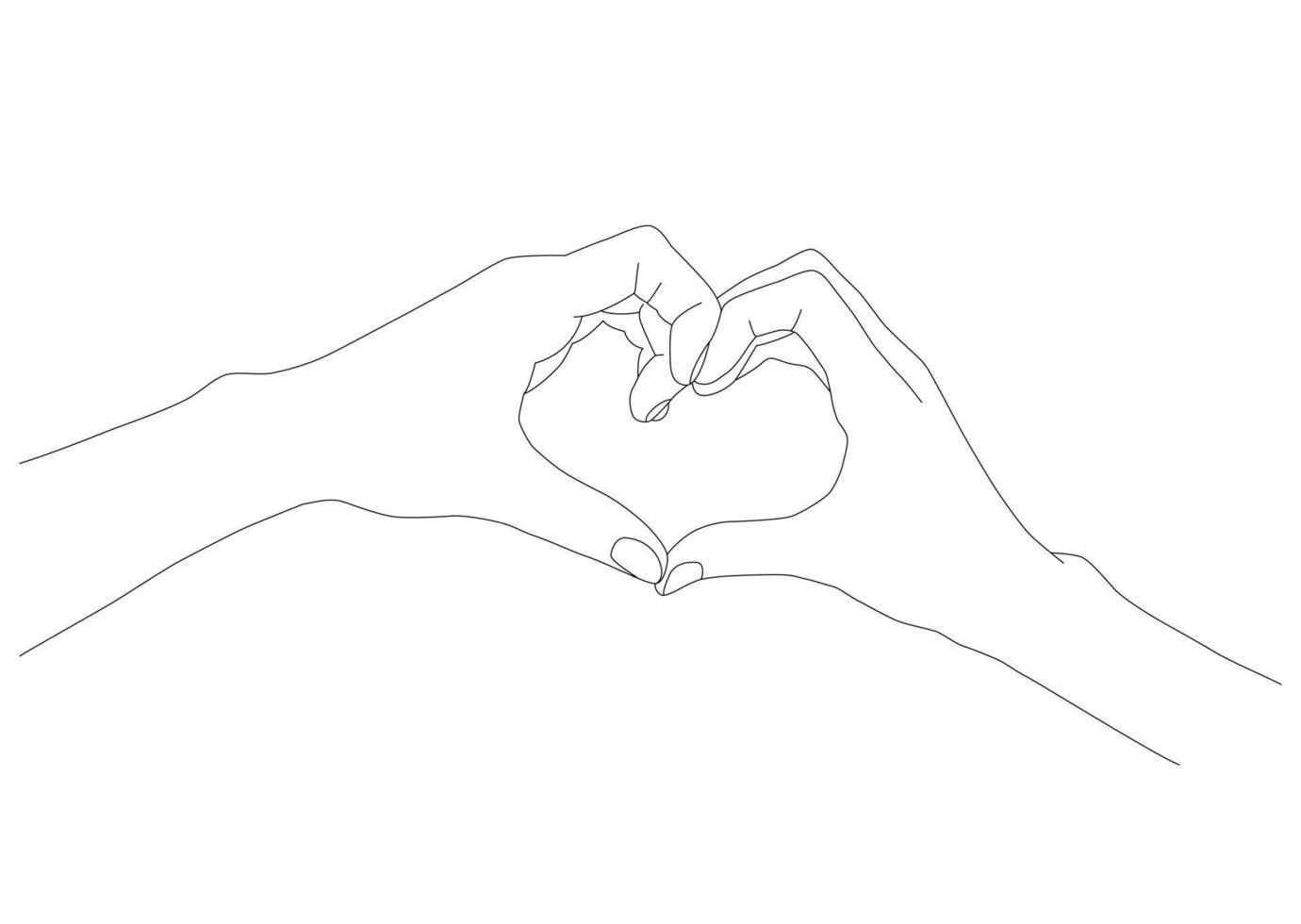 Palms in one line. Holding hands. vector