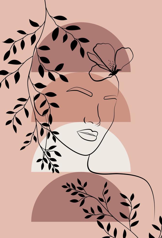 Linear woman portrait vector