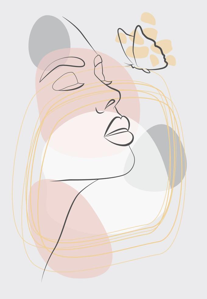 Linear woman portrait vector