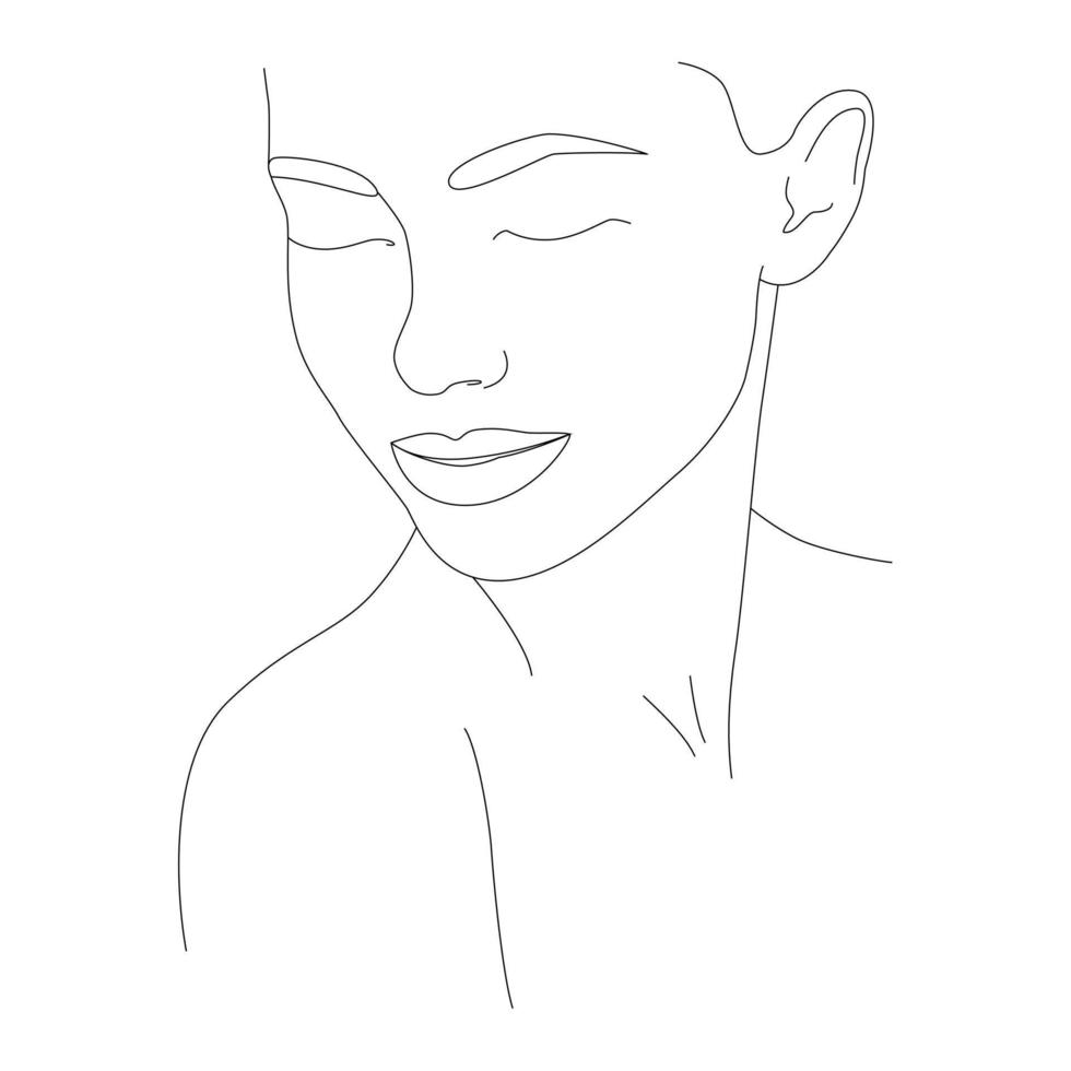 rostro femenino abstracto en una línea. vector