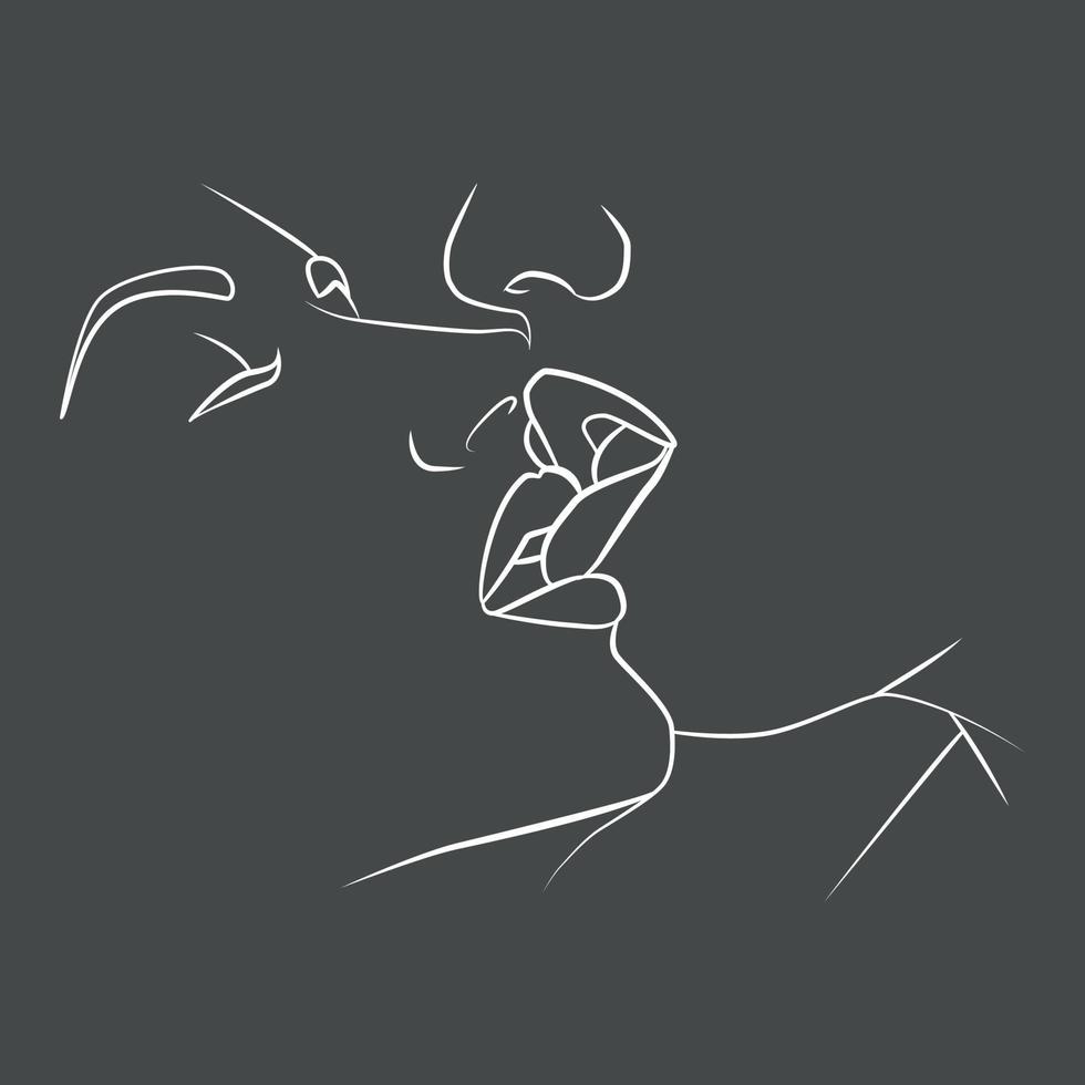 Abstract faces of a couple in love. vector