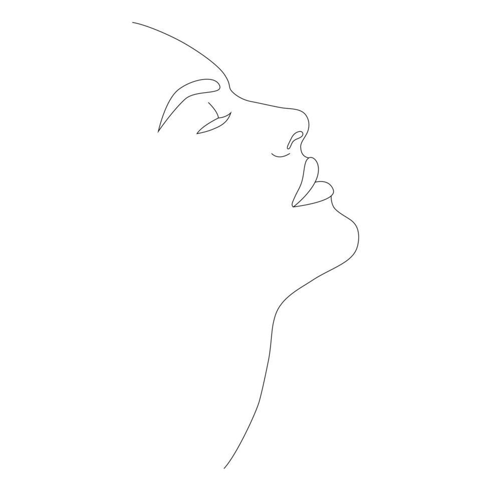 Abstract female face in one line. vector