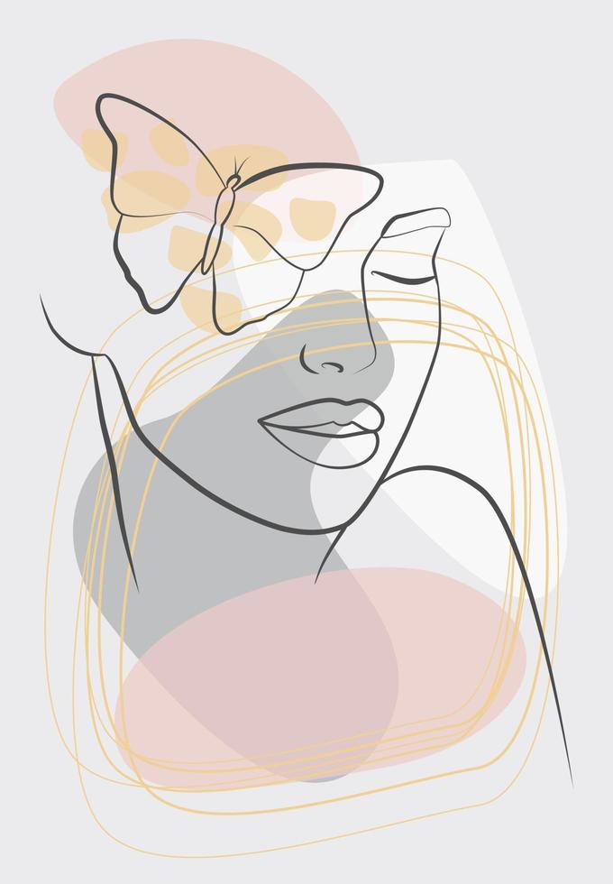 Linear woman portrait vector