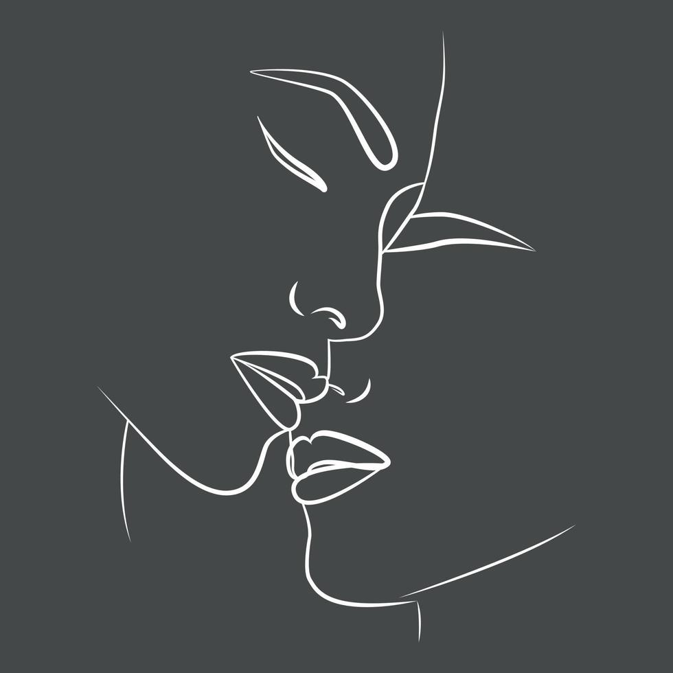 Abstract faces of a couple in love. vector