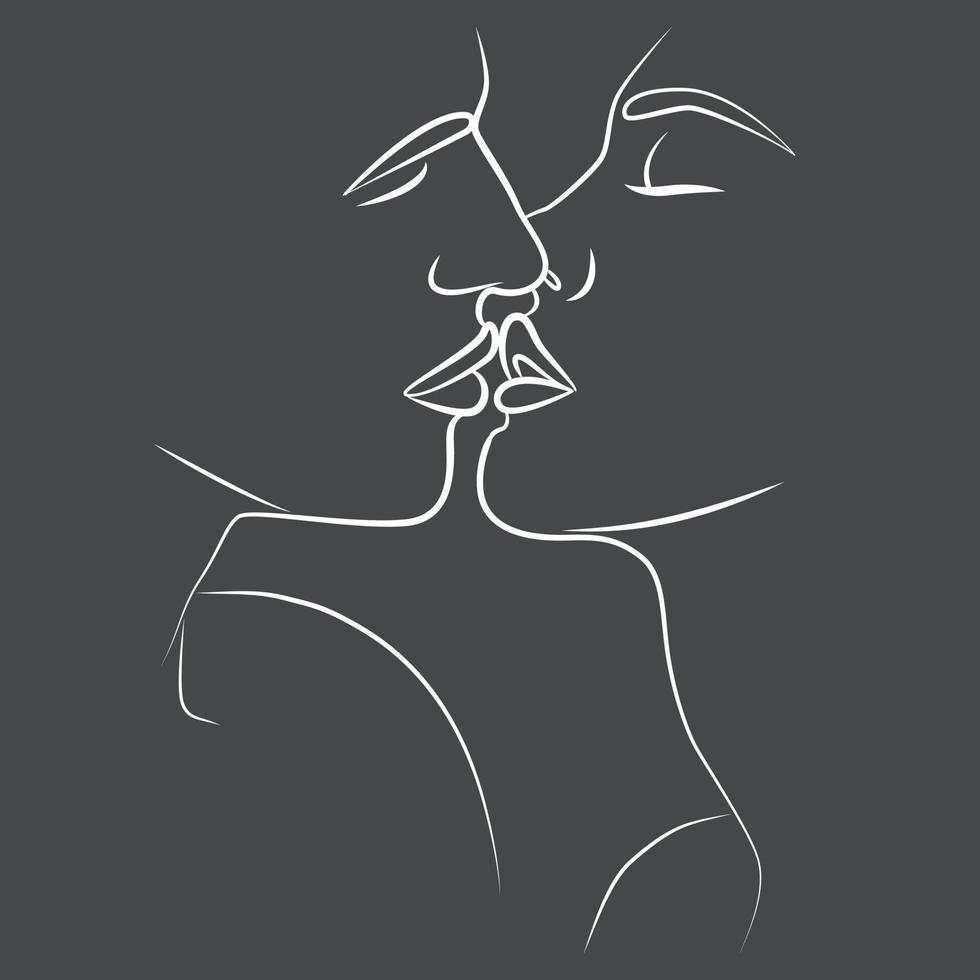 Abstract faces of a couple in love. vector