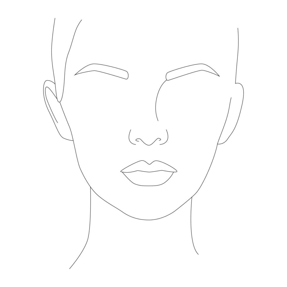 Abstract female face in one line. vector