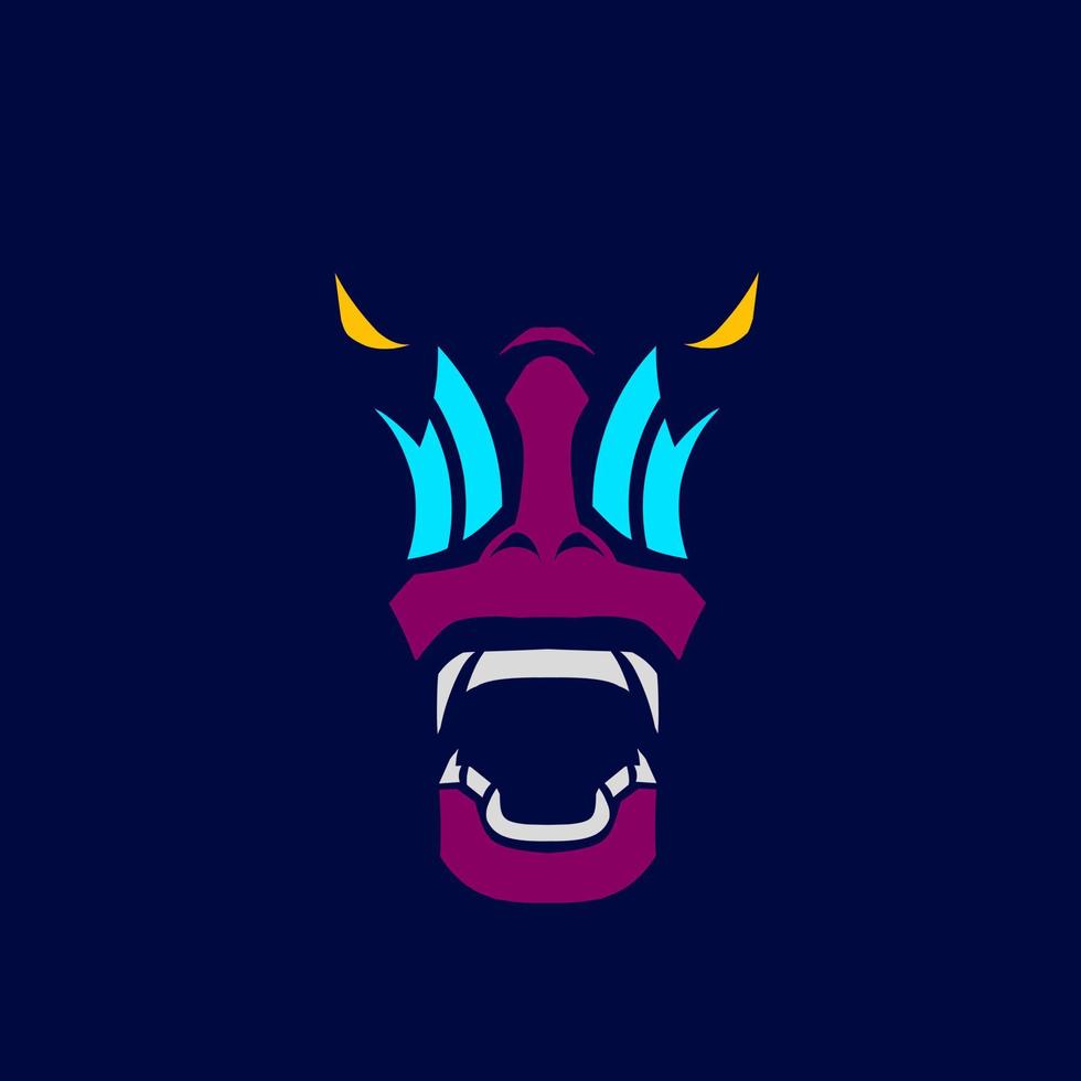 Baboon mandrill monkey logo line pop art potrait colorful design with dark background. Abstract vector illustration.