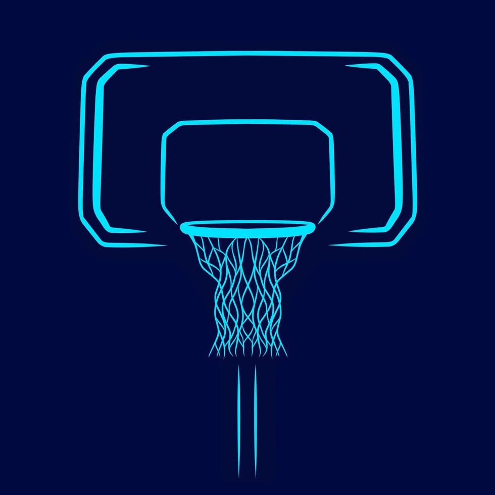 logotipo de arte pop del anillo de baloncesto. diseño deportivo colorido con fondo oscuro. ilustración vectorial abstracta. fondo negro aislado para camiseta, afiche, ropa, merchandising, ropa, diseño de placa vector