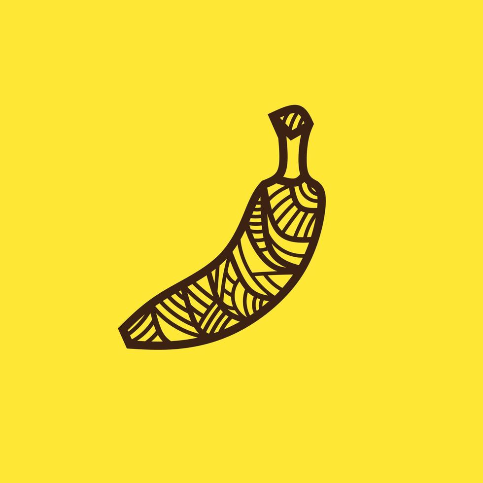 logotipo minimalista de plátano. diseño simple de vectores de frutas. aislado con fondo suave.