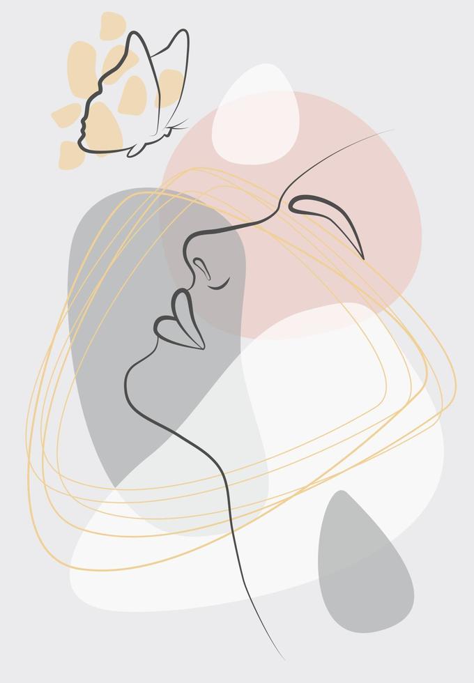 Linear woman portrait vector