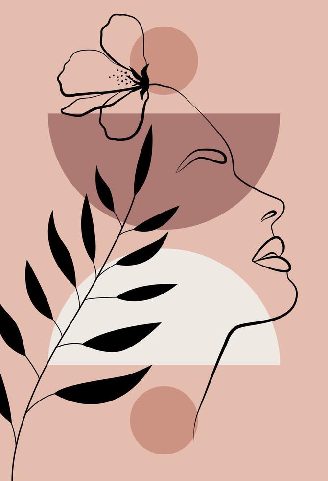 Linear woman portrait vector