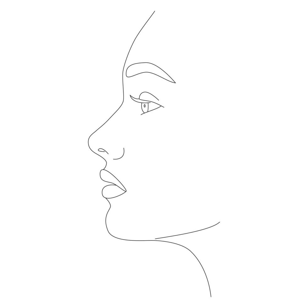 Abstract female face in one line. vector