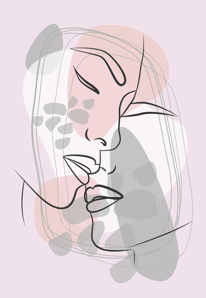 Linear abstract face. Abstract art vector