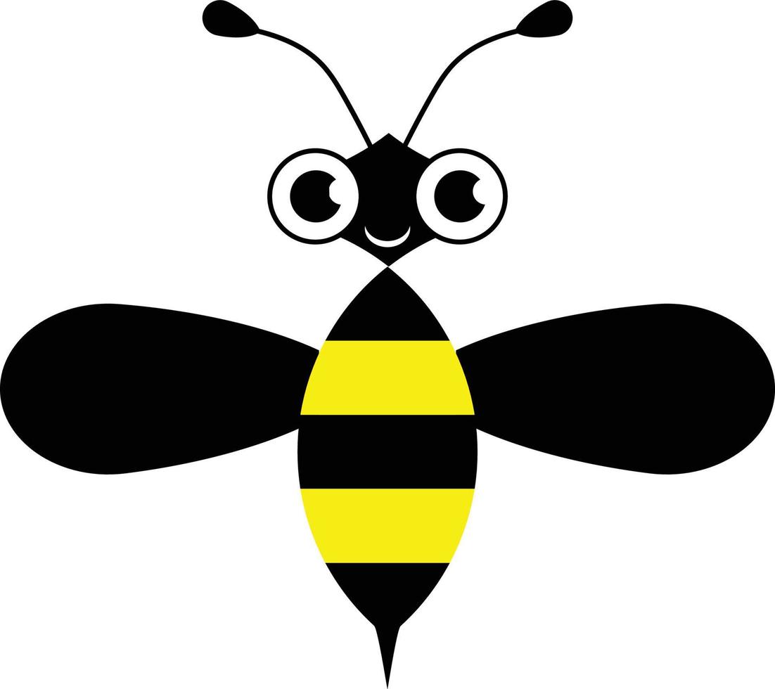 Cute Cartoon Black and Yellow Bee vector