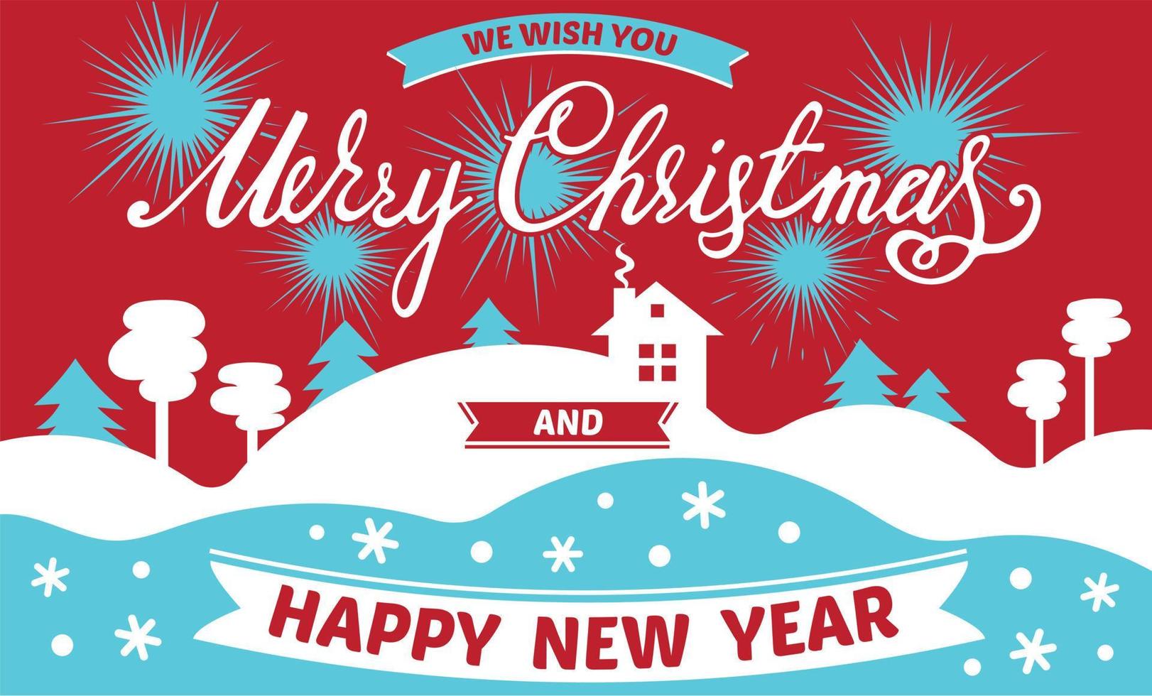 Merry Christmas landscape concept banner, simple style vector