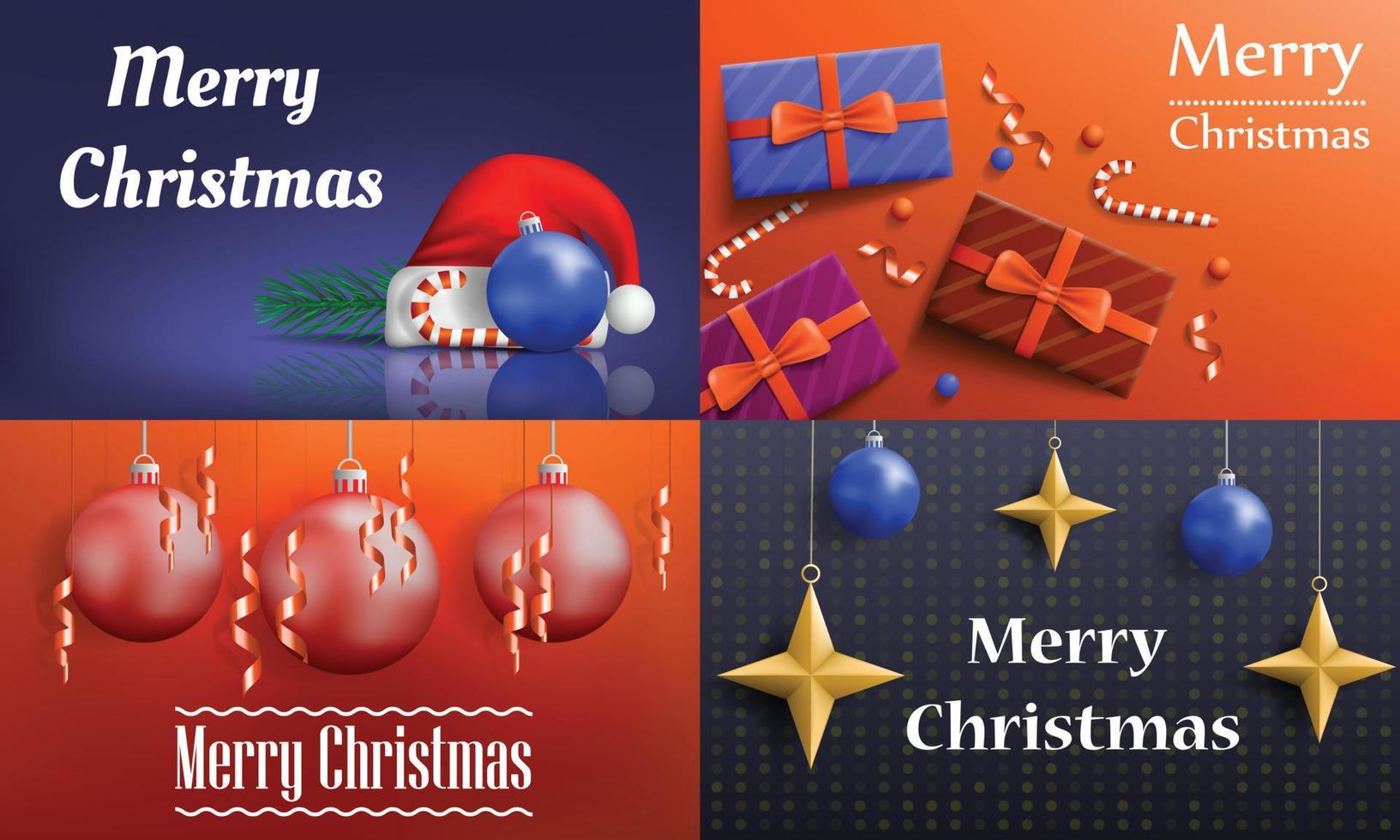 Christmas banner set, realistic style vector