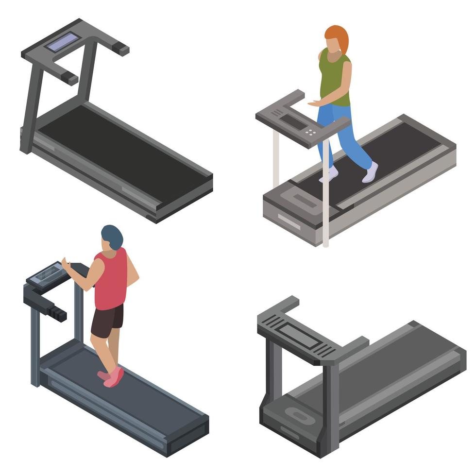 Speedwalk icon set, isometric style vector