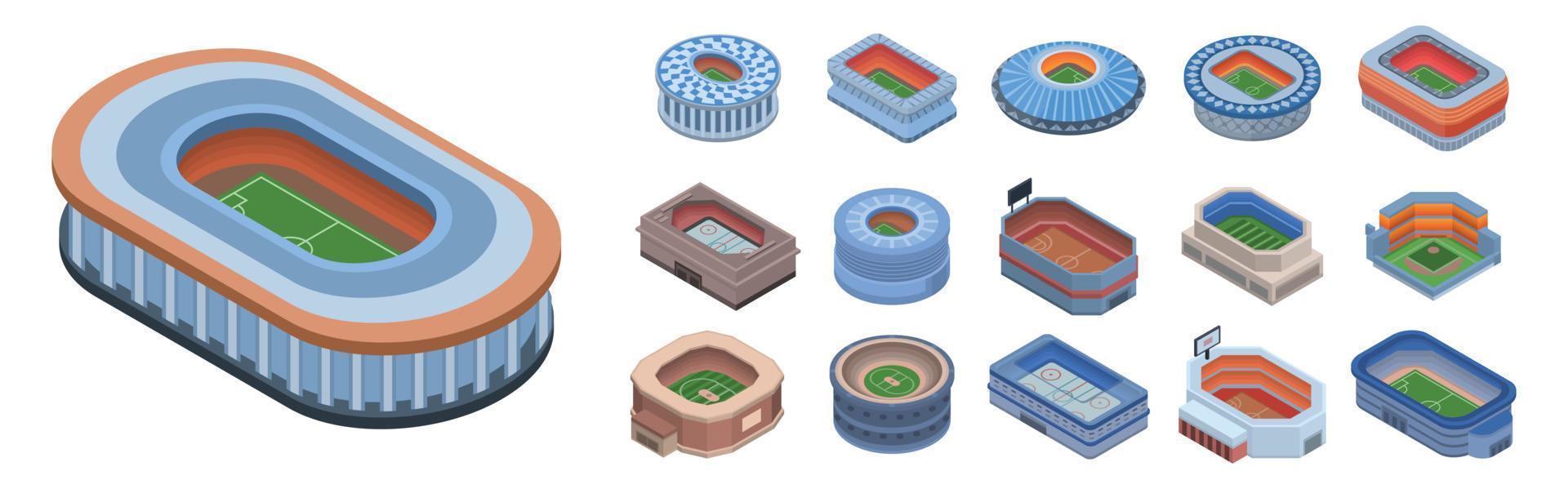 Arena icon set, isometric style vector