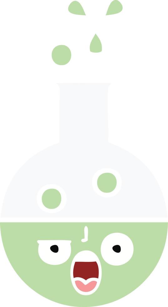 flat color retro cartoon test tube vector