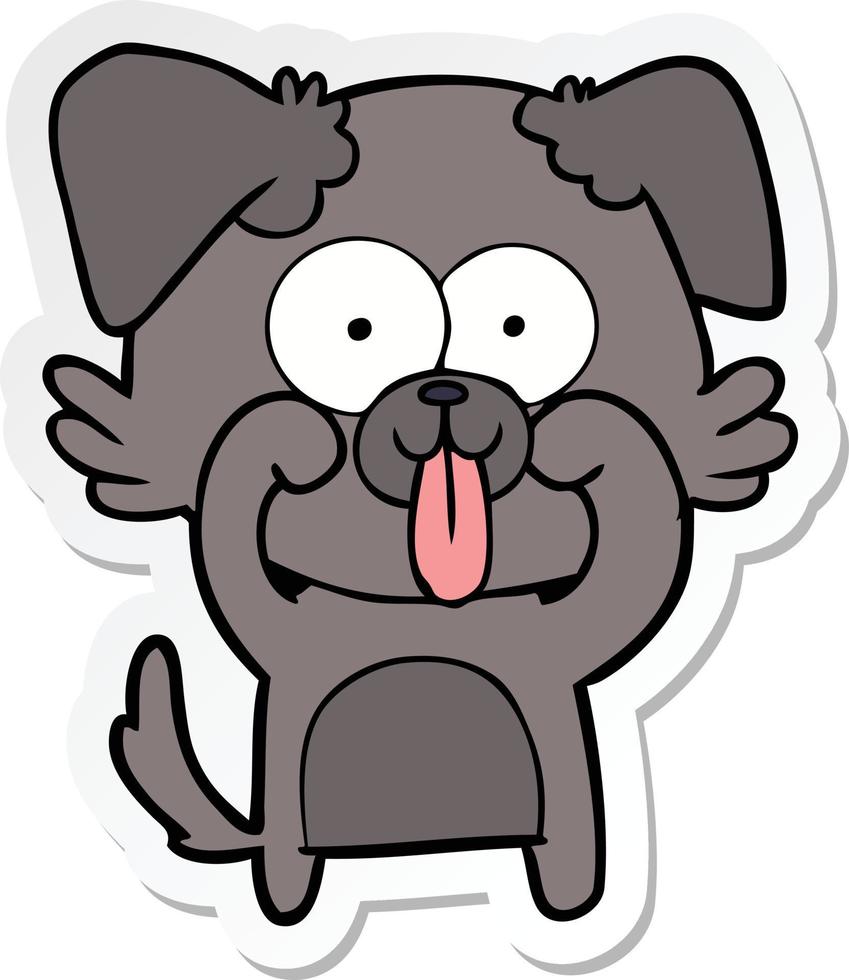 sticker of a cartoon dog with tongue sticking out vector
