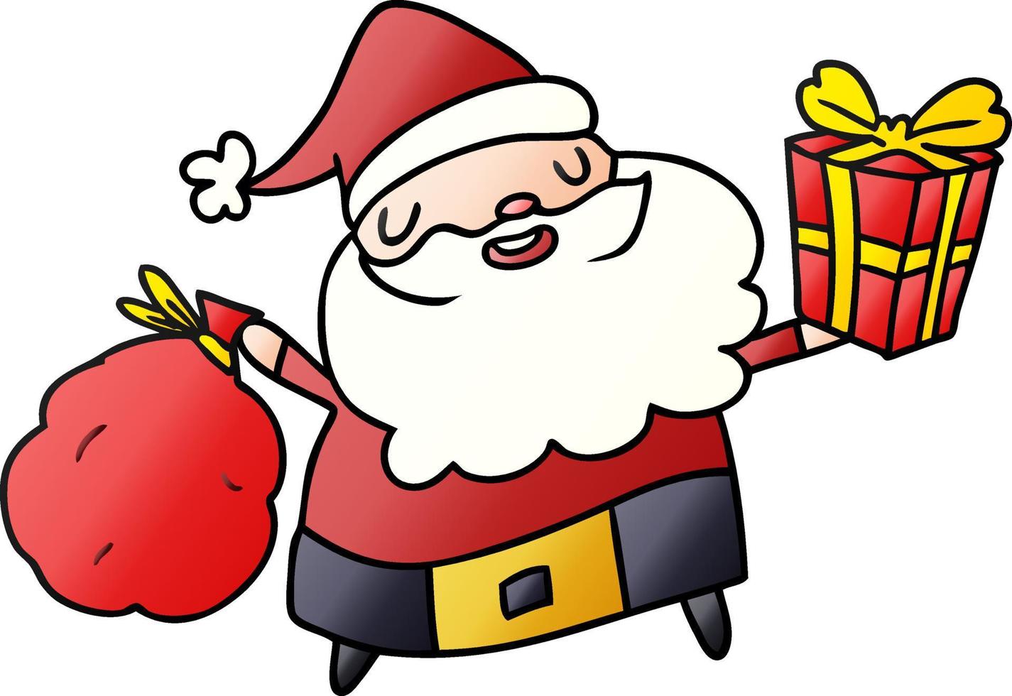 christmas gradient cartoon of kawaii santa vector