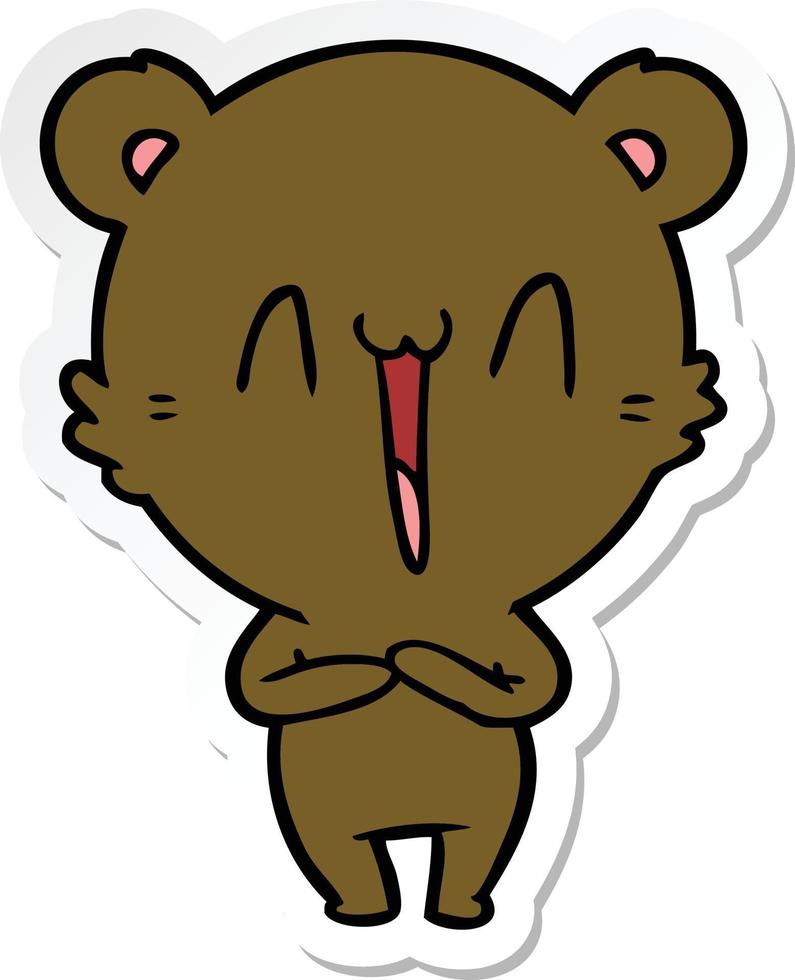 sticker of a happy bear cartoon vector