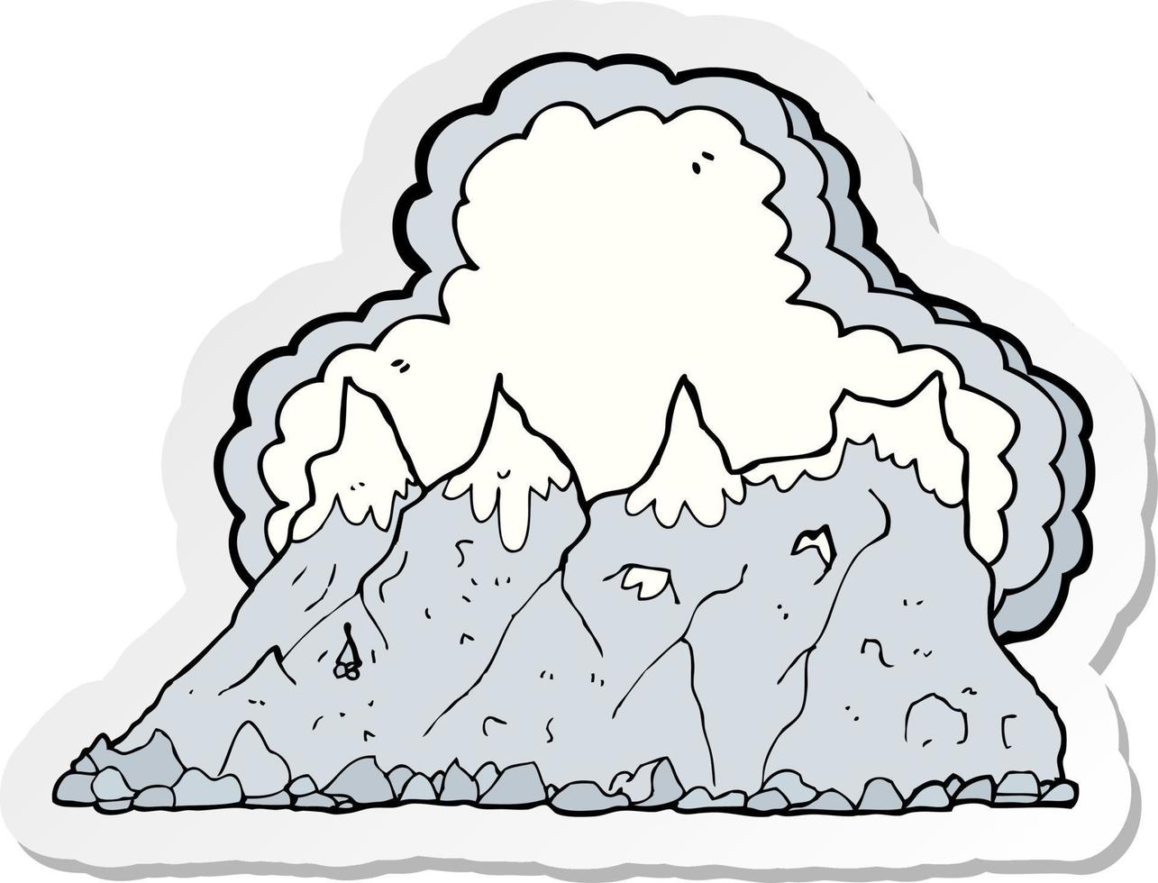 sticker of a cartoon mountain range vector