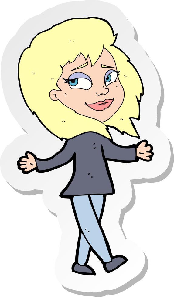 sticker of a stress free woman cartoon vector
