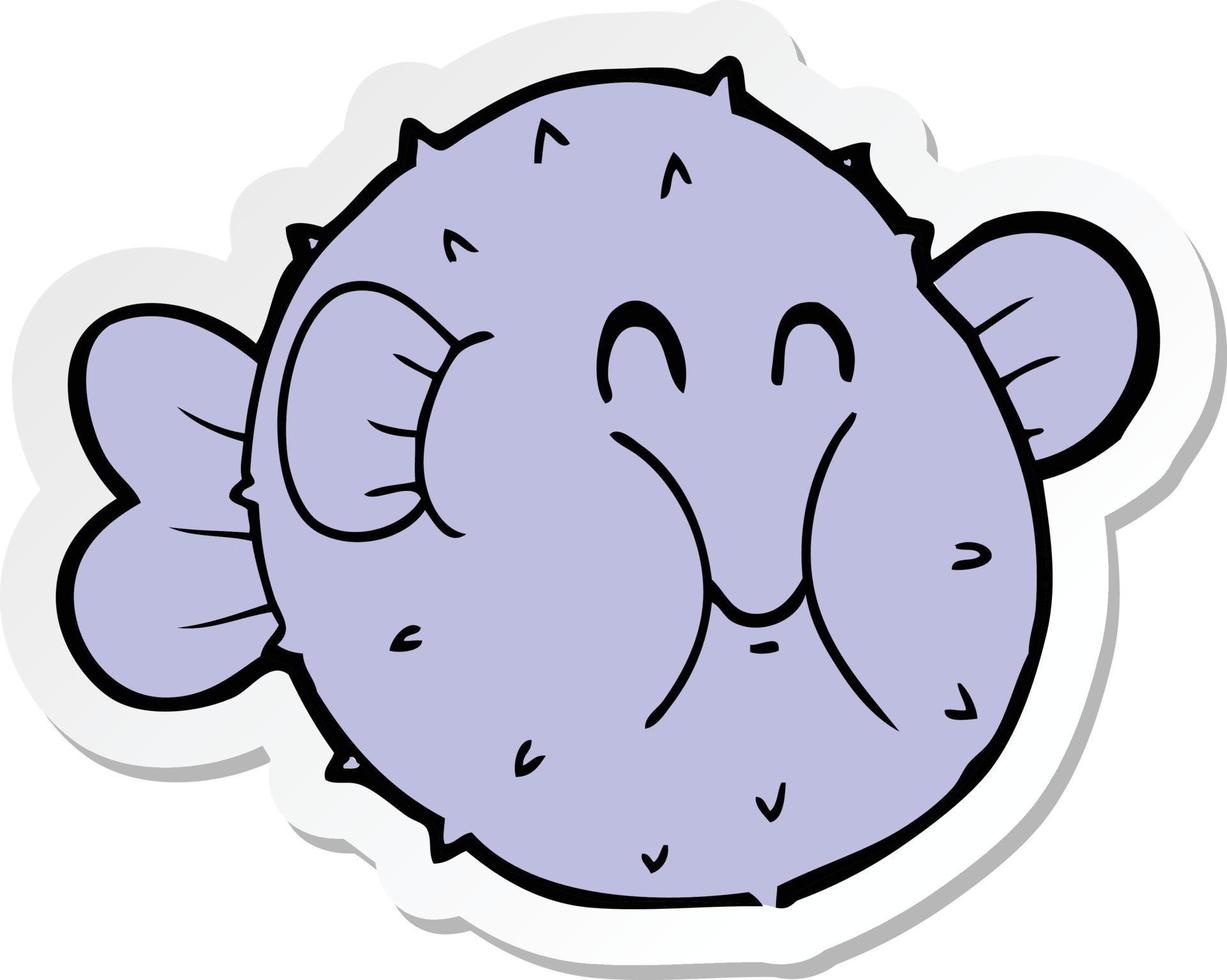 sticker of a cartoon puffer fish vector