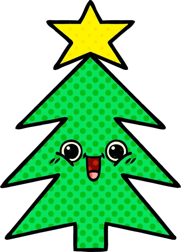 comic book style cartoon christmas tree vector