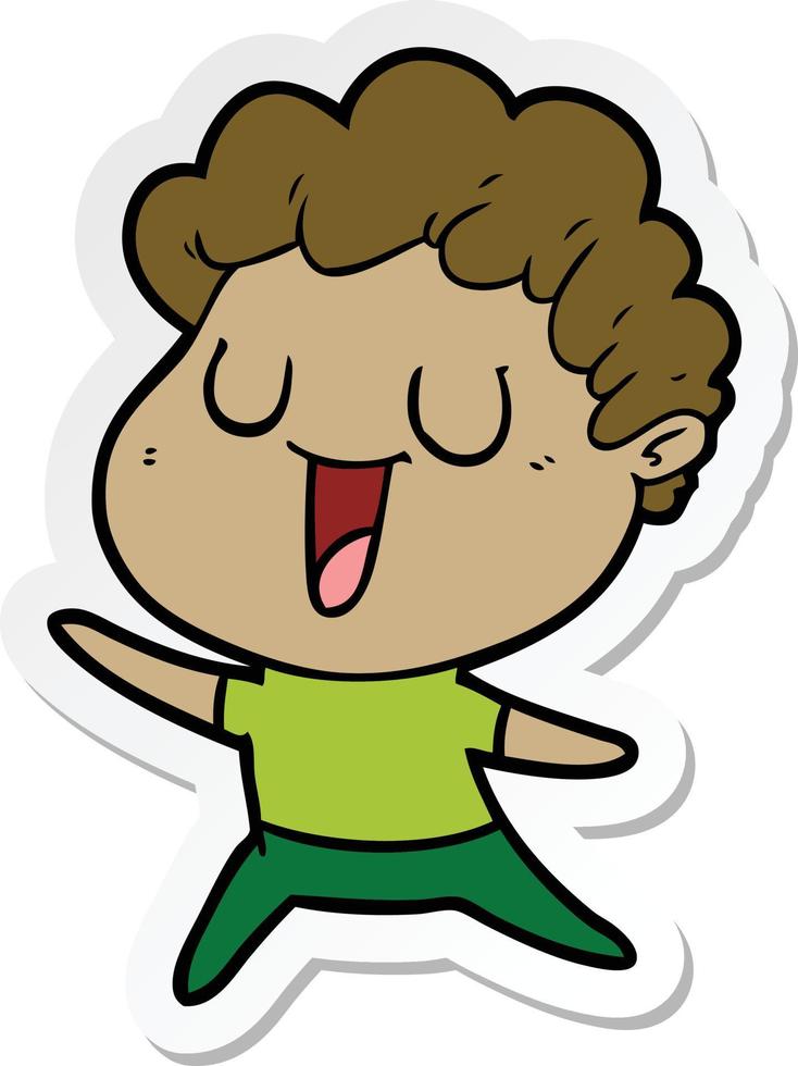 sticker of a laughing cartoon man vector