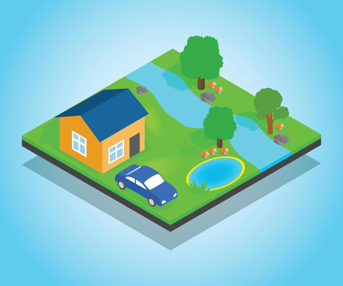 Country house concept banner, isometric style vector